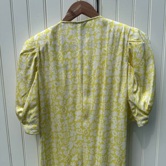 Róhe Rohe Clara Yellow White Floral Puff Sleeve Dress Size 38 FR 6 US NWT $395 - Picture 14 of 16